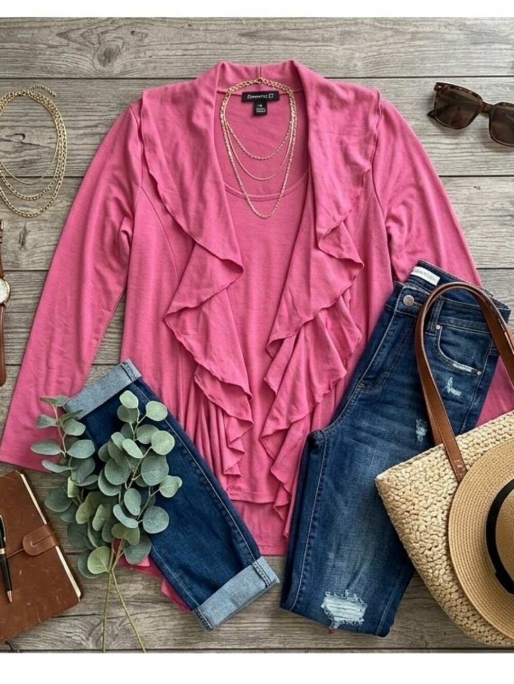 Gramercy 22 Pink Ruffled Cardigan Set